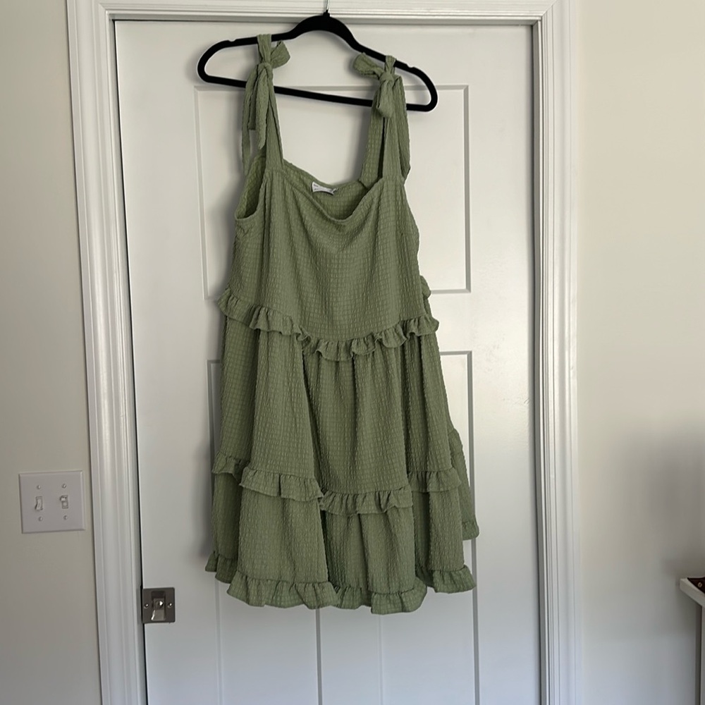 ASOS Curve Green Ruffle Mini Dress